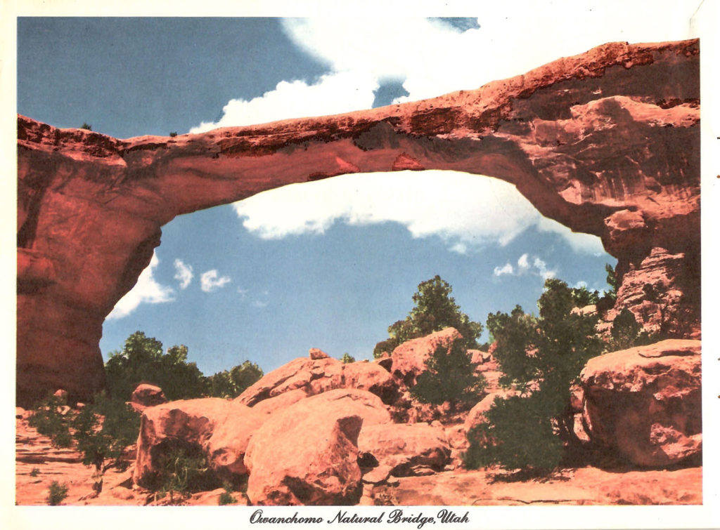 Natural Bridge. A page from the "Scenic West" travel guide published by Standard Oil.