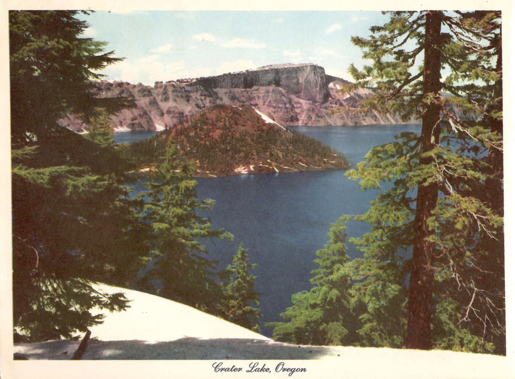Crater Lake. A page from the "Scenic West" travel guide published by Standard Oil.