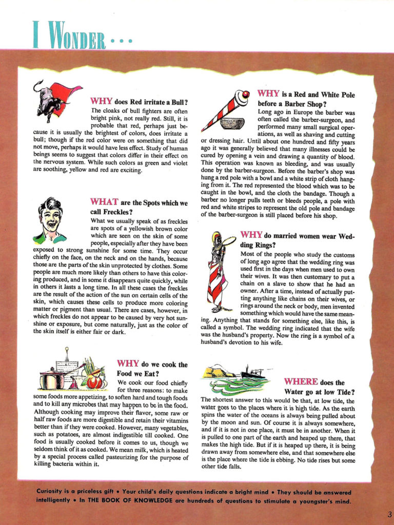Questions answered in the Book of Knowledge Encyclopedia Promotional Booklet