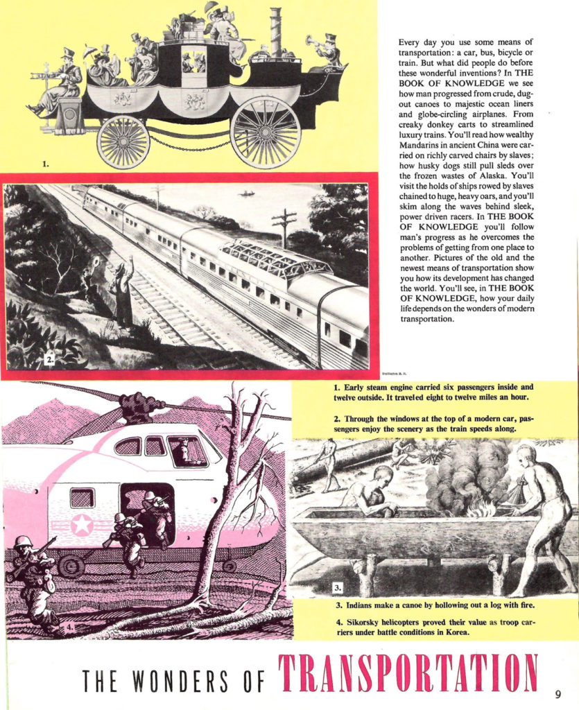 Transportation. An article in the Book of Knowledge Encyclopedia Promotional Booklet.