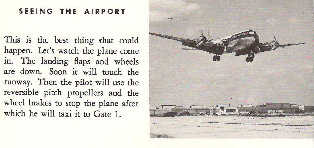 Come in for a landing. Part of a booklet published by United Airlines in the late 1950s going behind the scenes of a typical airport.
