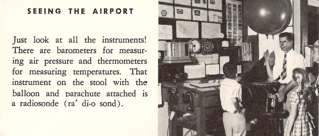Weather instruments. Part of a booklet published by United Airlines in the late 1950s going behind the scenes of a typical airport.