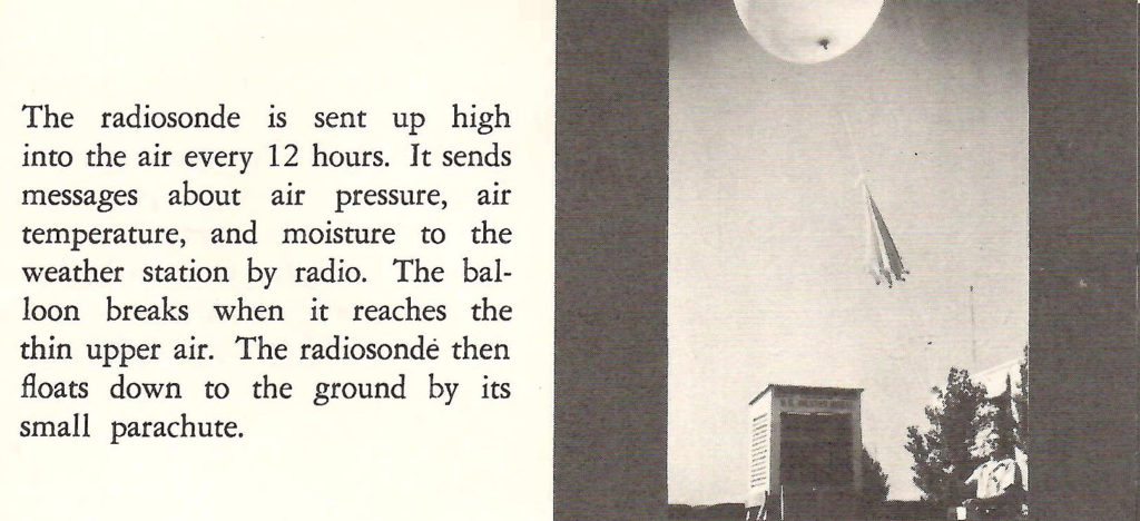 Radiosonde weather instrument. Part of a booklet published by United Airlines in the late 1950s going behind the scenes of a typical airport.