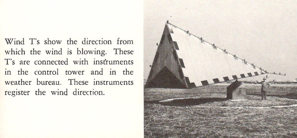 A wind T. Part of a booklet published by United Airlines in the late 1950s going behind the scenes of a typical airport.