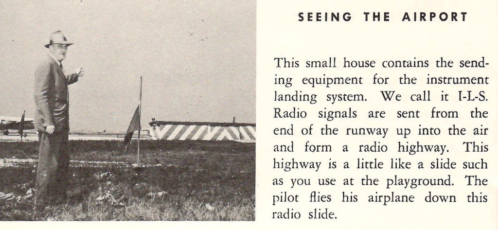 The ILS Instrument Landing System. Part of a booklet published by United Airlines in the late 1950s going behind the scenes of a typical airport.