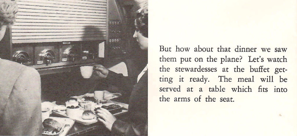 Getting dinner ready. Part of a booklet published by United Airlines in the late 1950s going behind the scenes of a typical airport.