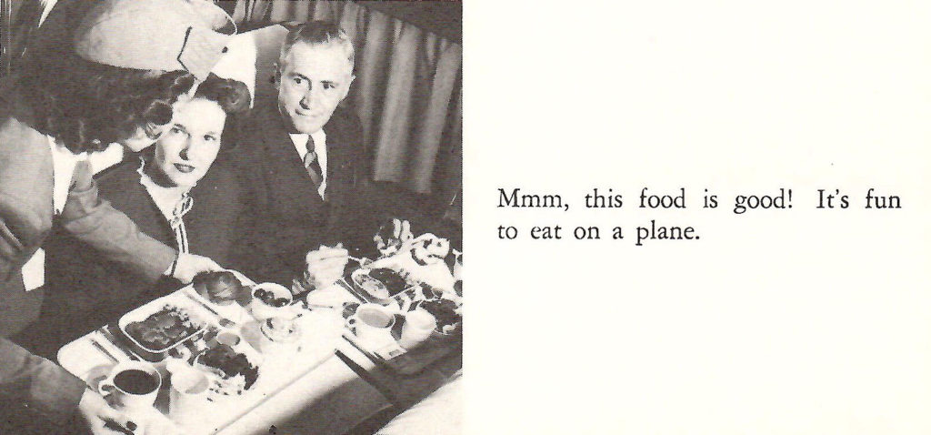 First class dining. Part of a booklet published by United Airlines in the late 1950s going behind the scenes of a typical airport.
