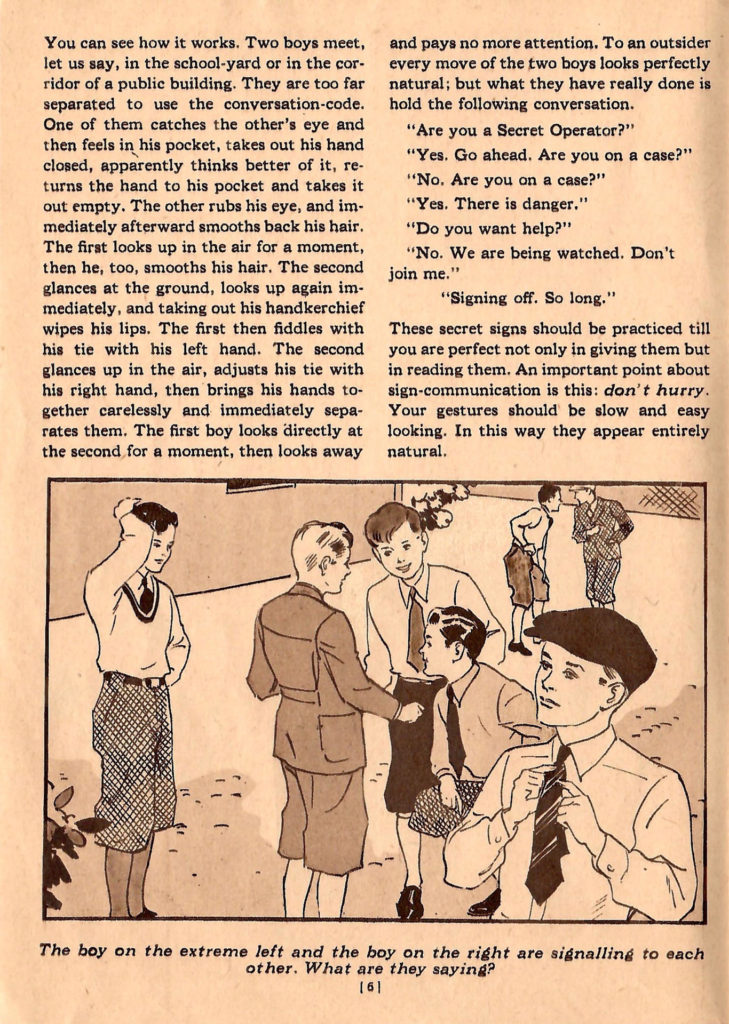 More signs. Article in a 1937 kids crime fighting booklet.