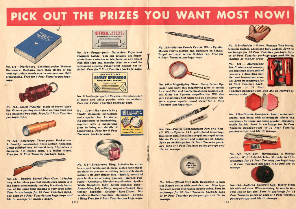 More crime fighting prizes. Article in a 1937 kids crime fighting booklet.