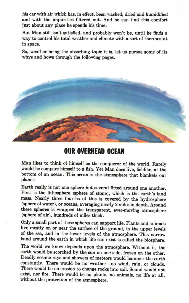 Our overhead ocean. Article in a 1962 booklet published by Delco Air Conditioners describing different types of weather.