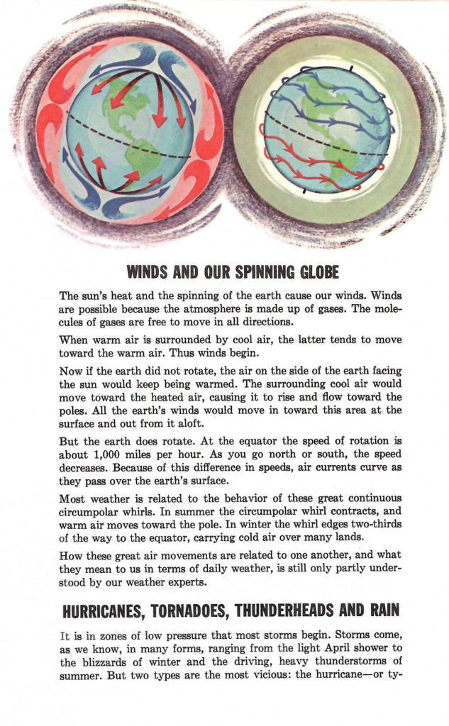 Winds and our spinning globe. Article in a 1962 booklet published by Delco Air Conditioners describing different types of weather.