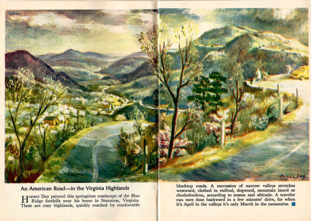 The Virginia Highlands. A Mural in a 1953 issue of Ford Times Magazine.