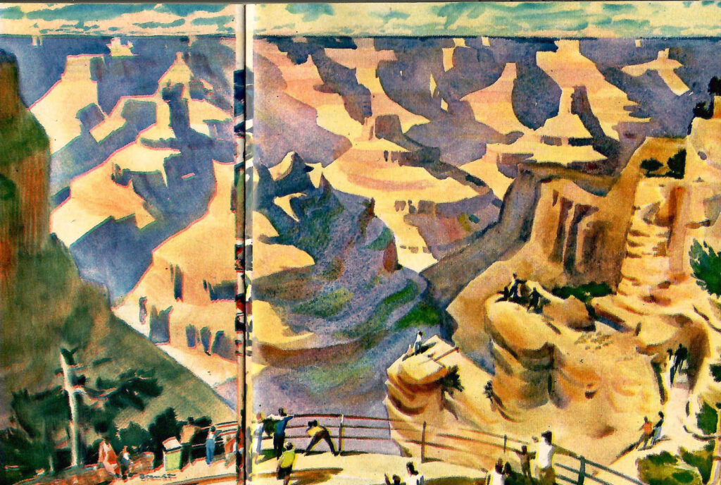 The Grand Canyon. A Mural in a 1953 issue of Ford Times Magazine.