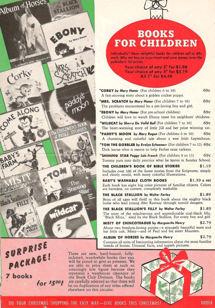 Books for children. Page from a promotional flyer published in the early 1950s.