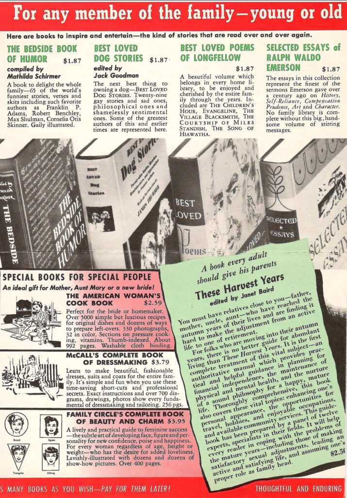 Books for the whole family. Page from a promotional flyer published in the early 1950s.