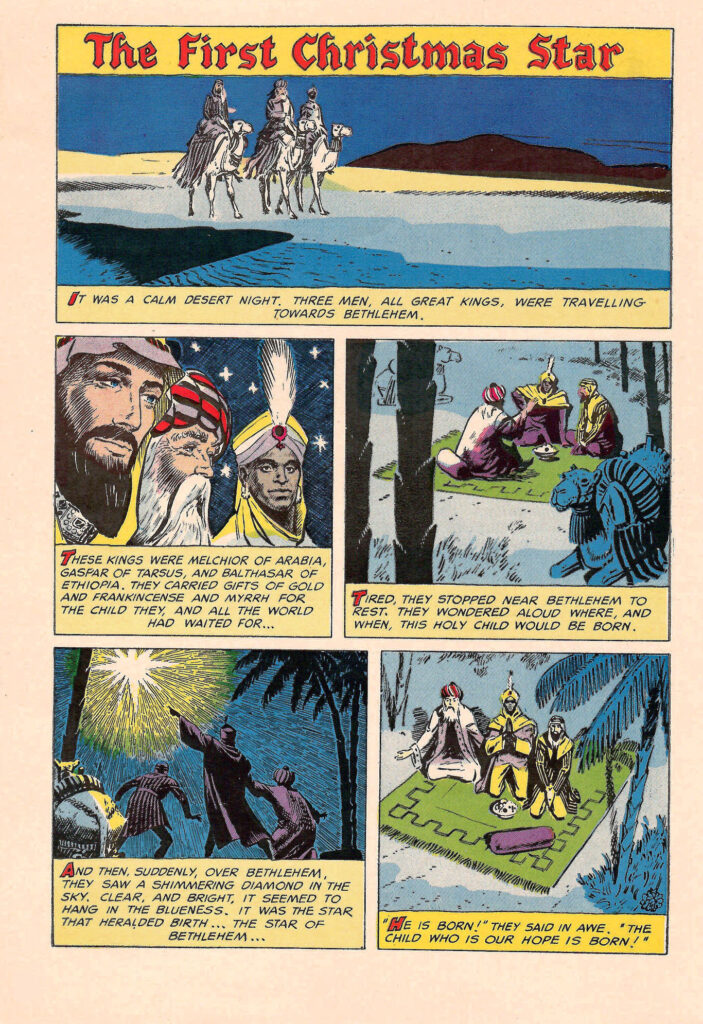 The first Christmas star. Page of a comic book published by City Service Petroleum company in 1954.
