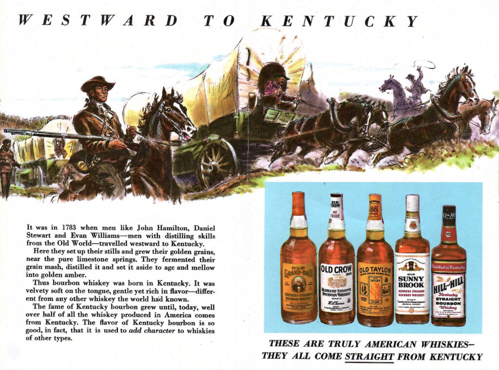 Westward to Kentucky. Page from a pamphlet published by the National Distillers Products Company in the 1950s, full of recipes and tips to create better mixed drinks.