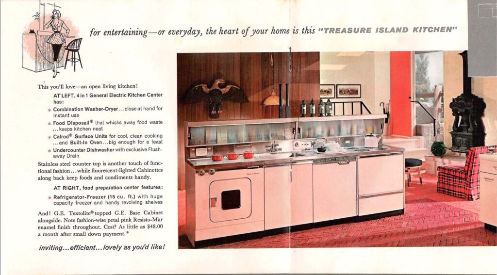 Treasure Island Kitchen. Concept art of a 1950s GE kitchen laundry.